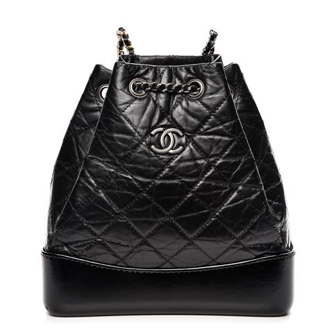 CHANEL Aged Calfskin Quilted Small Gabrielle Backpack Black 